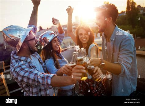 Happy Cheerful Friends Spending Fun Times Together Stock Photo Alamy