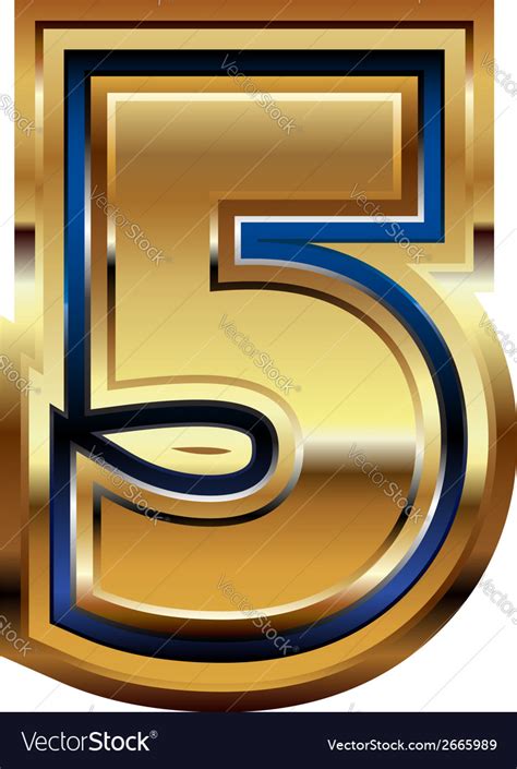 Golden Number 5 Royalty Free Vector Image Vectorstock