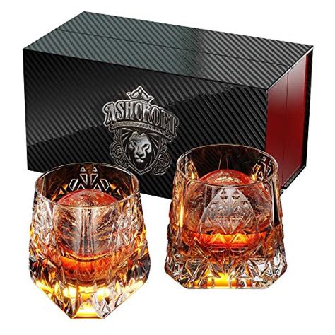 Ashcroft Aztec Scotch Whiskey And Bourbon Glasses Set Of 2 7 5 Oz Premium Whiskey Glass Set In