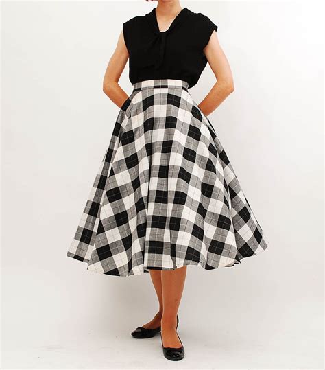 Vintage 1950s Skirt 50s Full Circle Skirt Black And White Buffalo