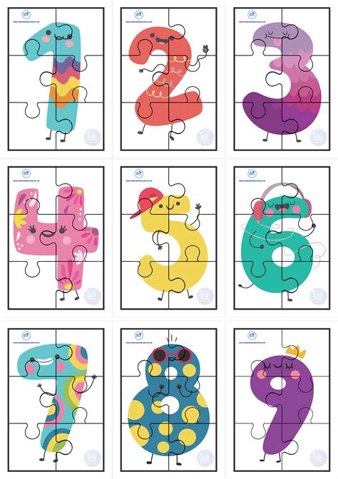 Rompecabezas De Números Del 1 Al 10 A Colores Y Formas En