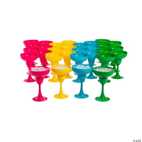 Bulk Embossed Bright Colored Plastic Margarita Glasses 30 Pc Oriental Trading