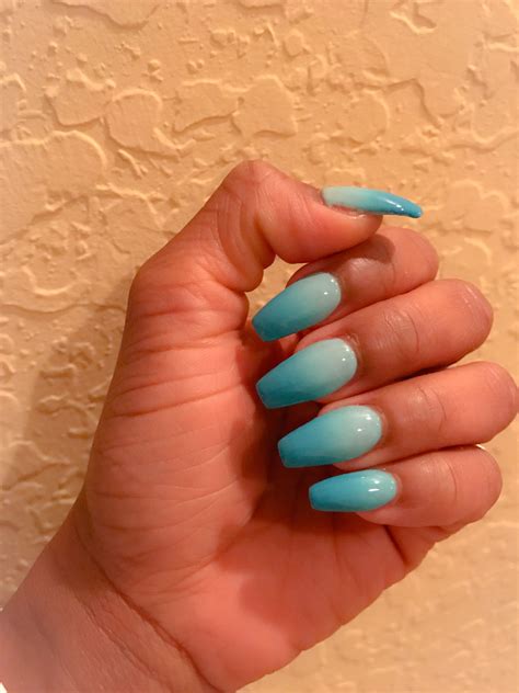 Turquoise ombré nails gel coffin Nails Glow nails Turquoise nails
