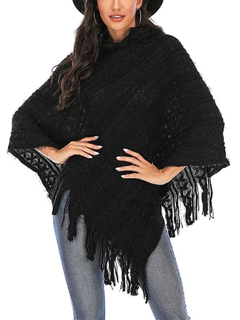 Dodoing Womens Hooded Capes Poncho For Women Mexican Poncho Poncho