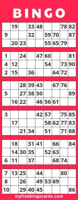Virtual 1 90 Number Bingo Free Printable Bingo Cards Bingo Cards