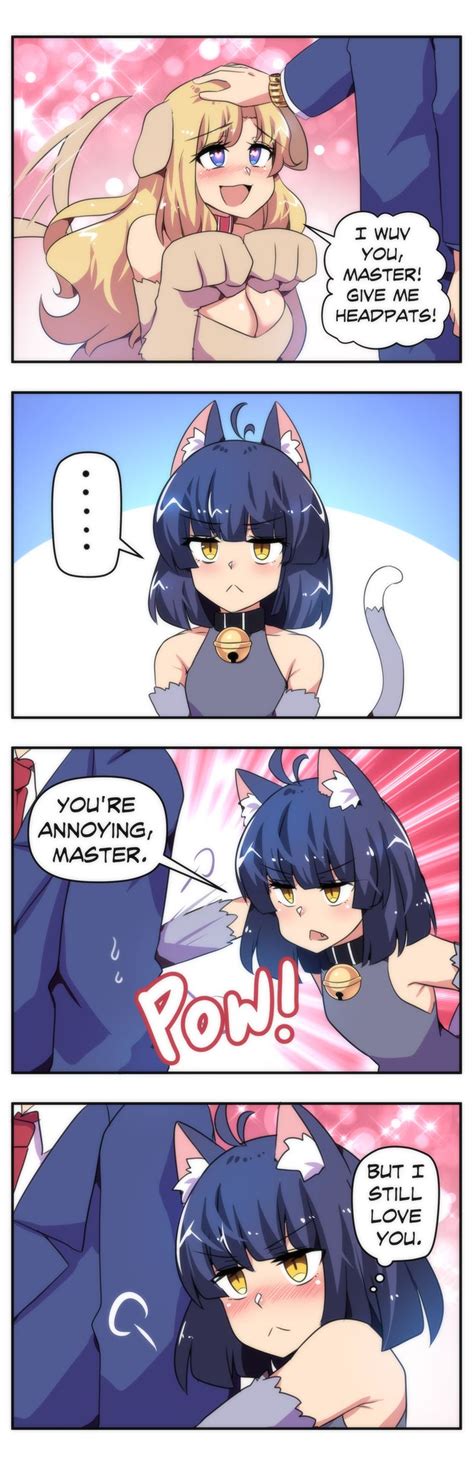 Dog Girl Vs Cat Girl Chica Gato Neko Anime Cómics Anime Tsundere