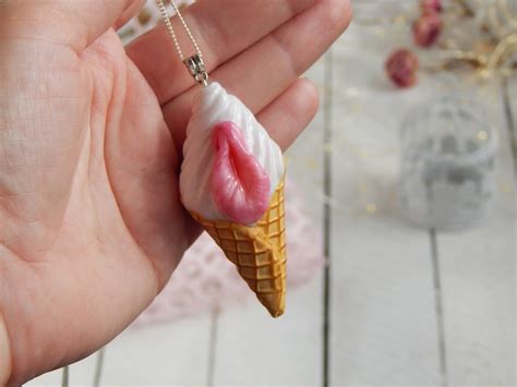 Ice Cream Vagina Pendant Vulva Polymer Clay Necklace Pussy Etsy