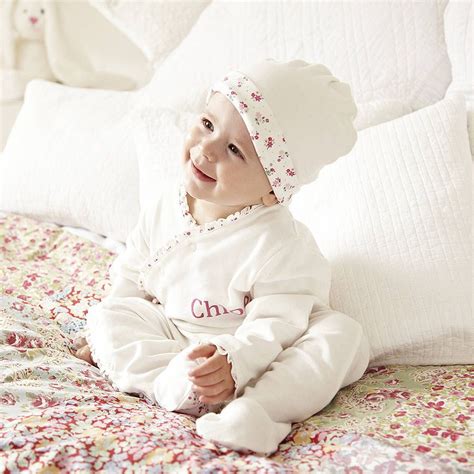 Personalised Ditsy Trim Baby Sleepsuit Set In 2021 Baby Sleepsuit