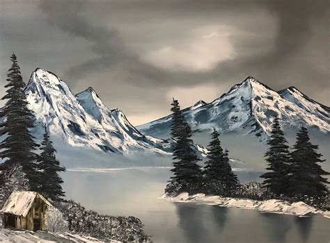 An Arctic Winter Day Landscape Bob Ross Style Oil Painting