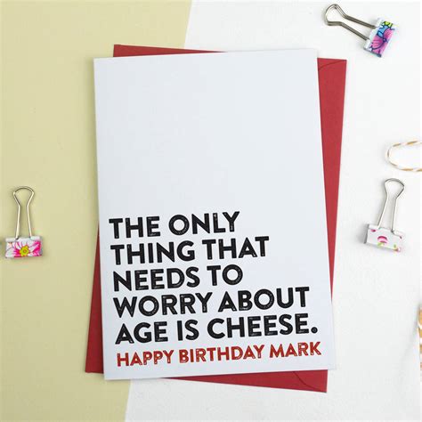 Funny Birthday Card Age Is For Cheese By A Is For Alphabet