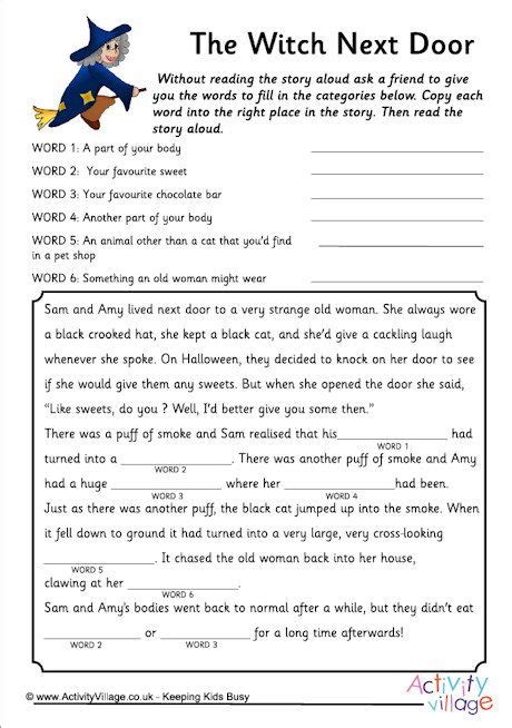 Перевод контекст fill in the form c английский на русский от reverso context: Fill in the Blanks Story - The Witch Next Door | Halloween ...