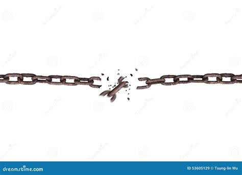 Broken Rusty Iron Chain Isolated On White Stock Image Image Of Break