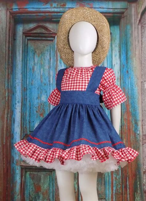 Girls Western Dress Country Pageant Denim Wear Ooc Outfit Set
