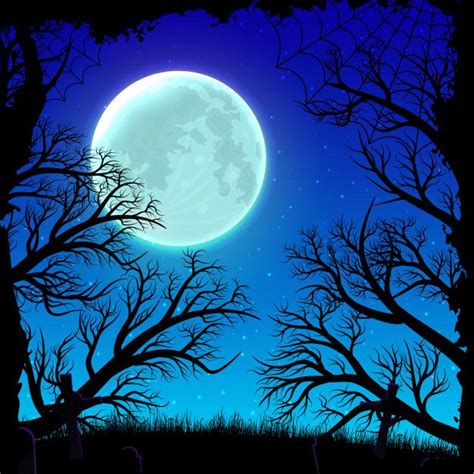 Heureux Fond De Nuit De Halloween Avec La Silhouette De Clair De Lune