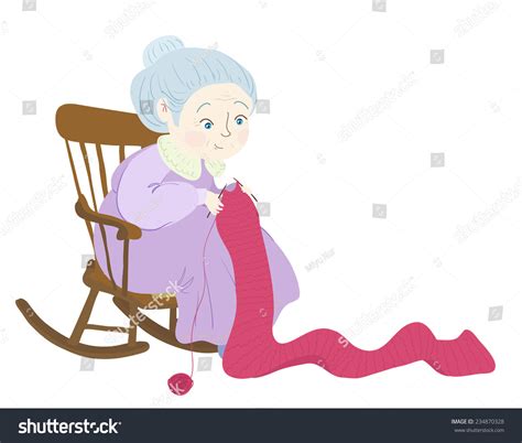 Grandma Knitting Her Rockingchair Stock Vector 234870328 Shutterstock