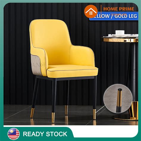 Home Prime Oc017 Large Size Nordic Style Pu Leather Chair Golden Metal