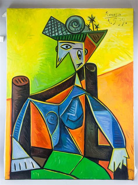 Pablo Picasso Spanish Cubist Oil Canvas Portrait