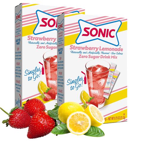 Sonic Singles To Go Powder Drink Mix Strawberry Lemonade Flavored