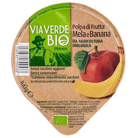 VIA VERDE BIO PRIMIA Polpa Di Frutta Mela E Banana 100 GR Da