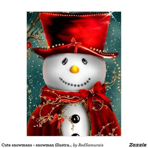Cute snowmans - snowman illustration postcard | Zazzle.com | Snowman crafts preschool, Snowman ...