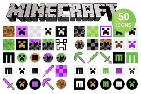 50 Minecraft Icons Icons ~ Creative Market