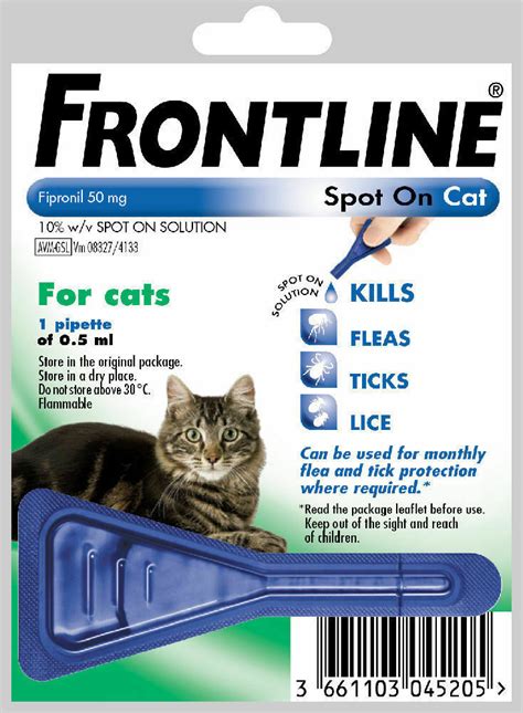 Frontline Spot On Flea And Tick Treatment For Cats 1236 Pipettes