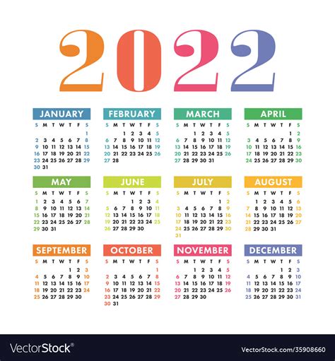 Colorful 2022 Calendar