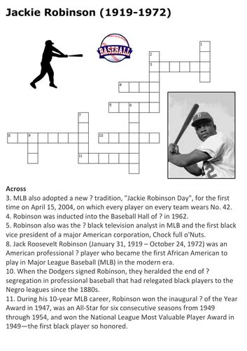 Jackie Robinson Cloze Activity By Sfy773 Teaching Resources Tes