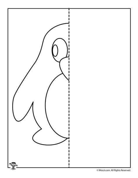 Penguin Mirror Drawing Worksheet Printable Woo Jr Kids Activities