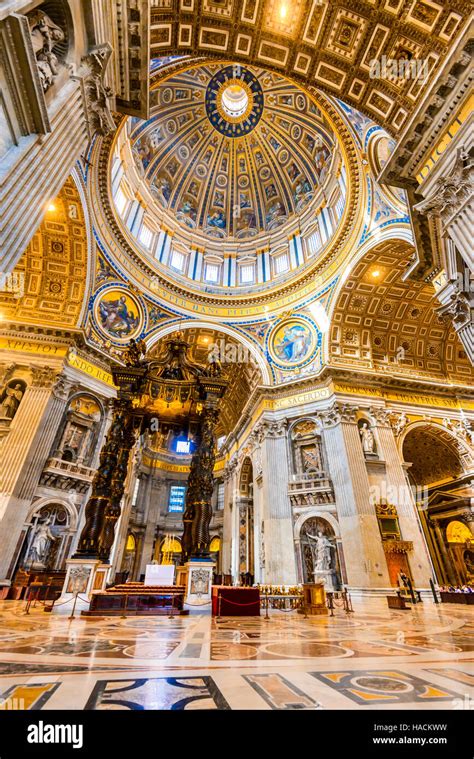 Rome Italy Interior Image Of Dome Saint Peters Basilica Renaissance