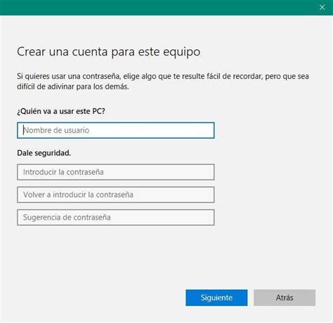 Cómo crear un usuario local sin email asociado en Windows 10