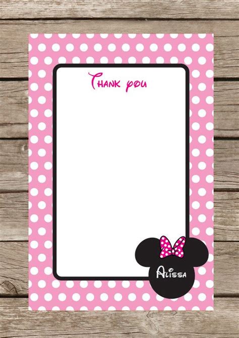 Printable Minnie Mouse Thank You Card By Twotinyloves On Etsy 800