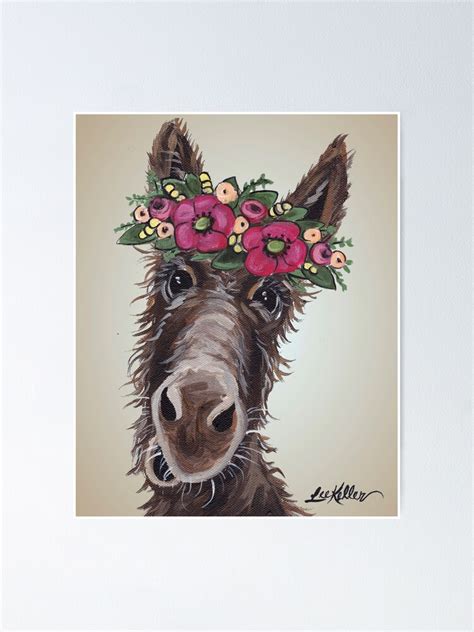 Donkey Art Donkey With Flower Crown Art Poster For Sale By