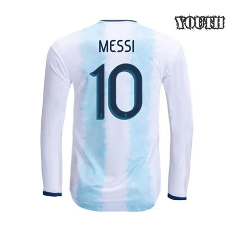 Buy 2019 Argentina Lionel Messi Youth Home Ls Soccer Jersey Lionel