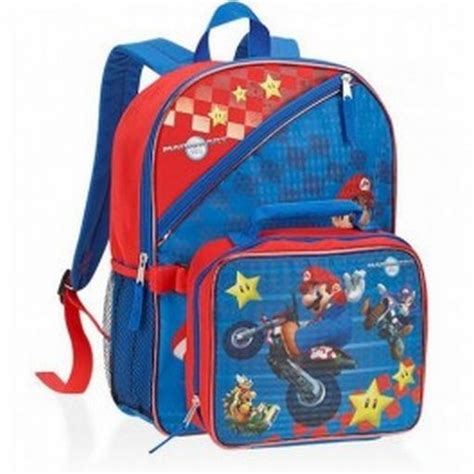 Wii Mario Kart Pixelated Backpack And Lunchbox Sport School Travel Back