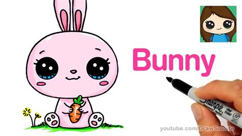 How To Draw A Cartoon Bunny Rabbit Easy Bunny Drawing Cute Bunnies