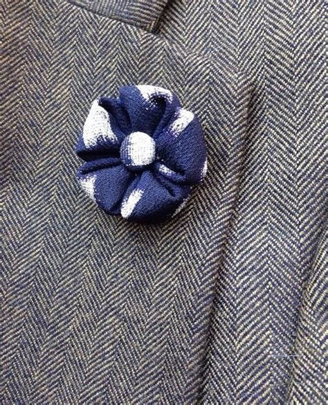 Flower Lapel Pin Blue Black Japanese Silk Mens Custom Lapel Etsy