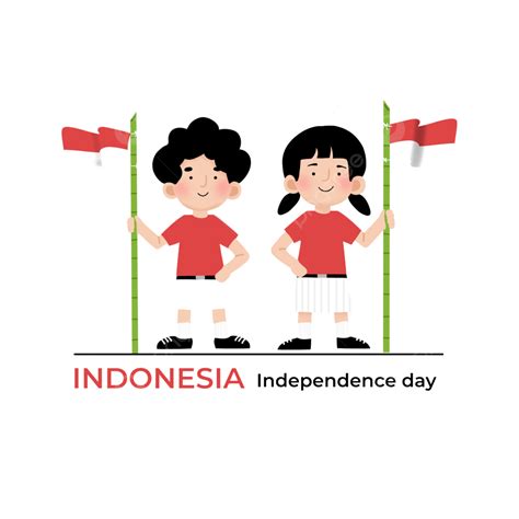 Doodle Anak Anak Yang Digambar Tangan Memegang Bendera Indonesia
