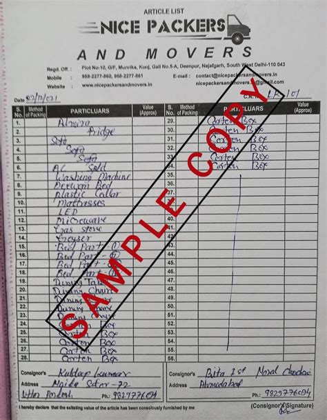 100 Valid Packers And Movers Bill For Claim Gst Bill Format