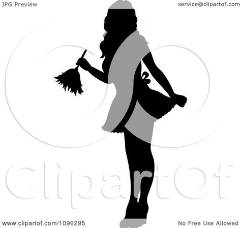 Clipart Sexy Black Silhouetted Fench Maid House Keeper Or Housewife