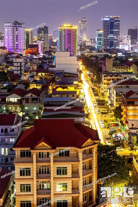 An Elevated View Of The Phnom Penh Skyline Phnom Penh Cambodia Stock