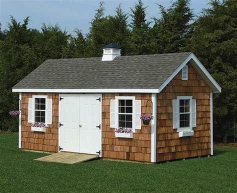 Custom Shed With Cedar Shake Siding Cupola Flower Boxes Wooden Gable