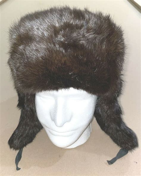 Vintage Russian Ushanka Fur Hat Made In Canada Gem