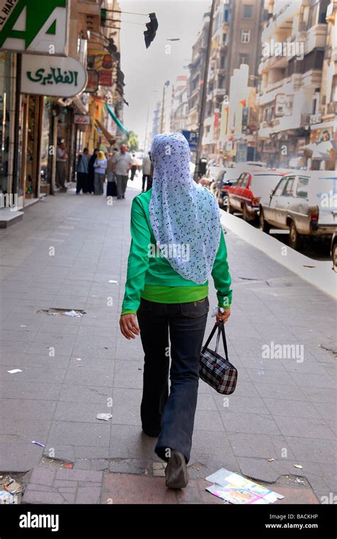 Young Egyptian Woman Walking Through Cairo Downtown Arabic Women Like
