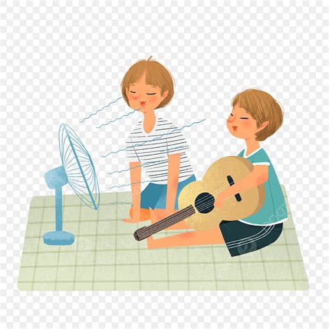 Blowing Fan Png Picture Child Blowing Electric Fan Playing Guitar In