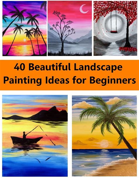 40 Easy Acrylic Painting Ideas For Beginners Easy Landscape Painting