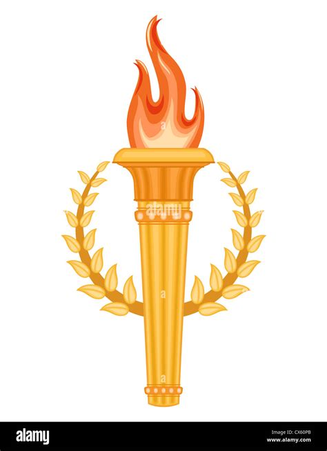 Greek Olympic Torch With Golden Crown Of Laurels Olympics Games Symbol