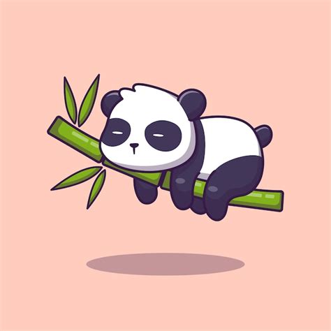 Premium Vector Cute Panda Sleeping Bamboo Cartoon Icon Illustration