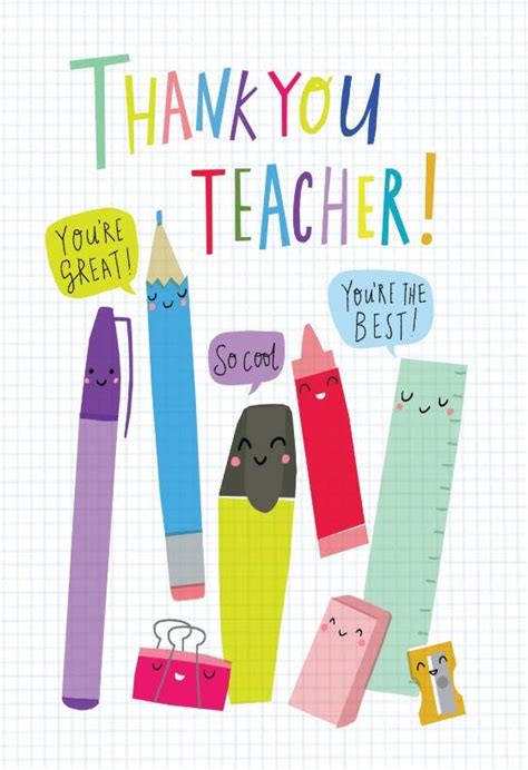 Happy Stationery Wares Thank You Card For Teacher Free Greetings