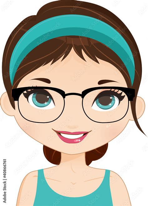 Vecteur Stock Girl Avatar Glasses Adobe Stock